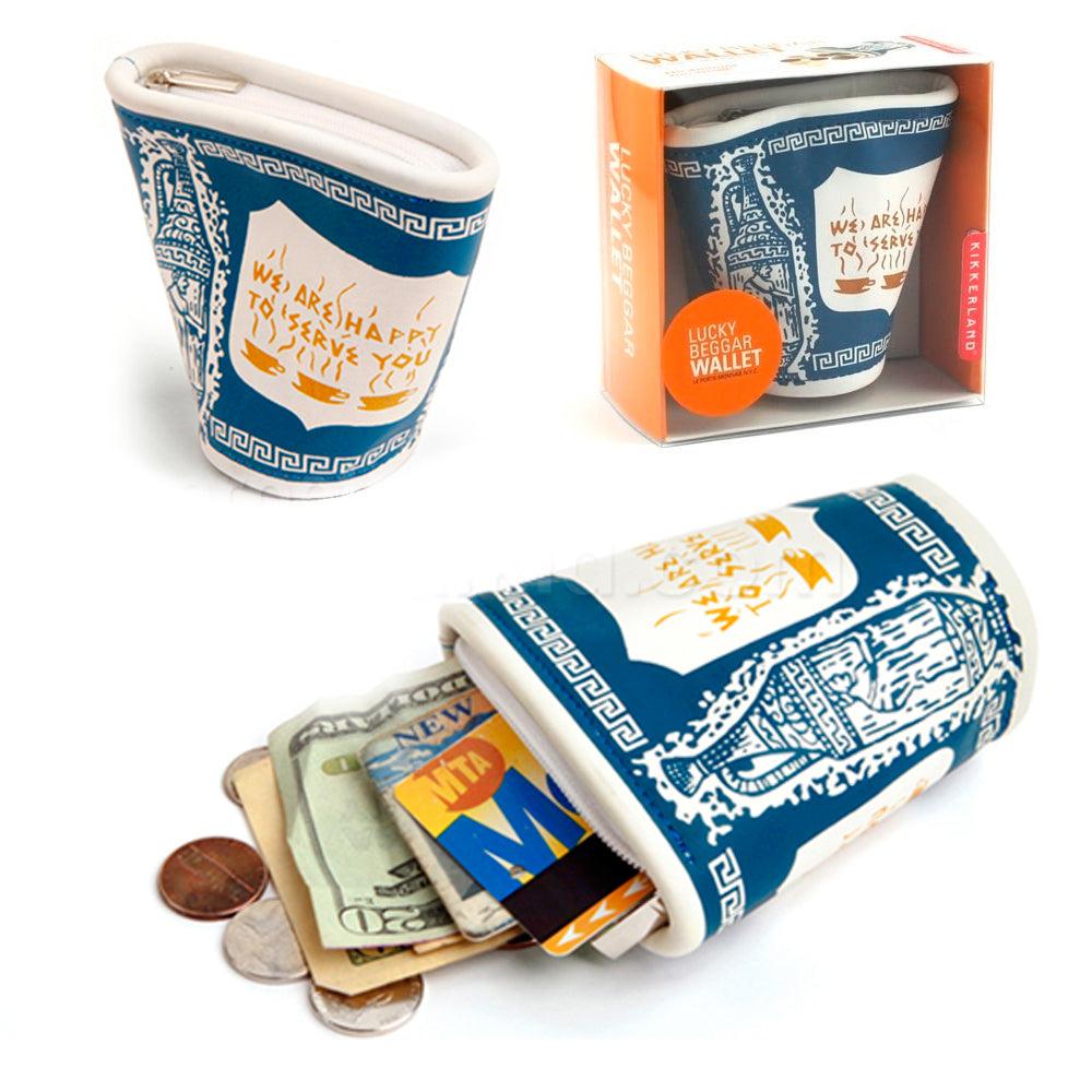 Kikkerland Lucky Beggar Wallet New York Coffee Cup Faux Leather