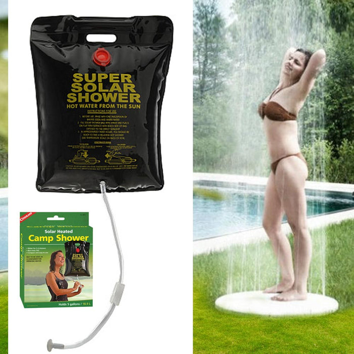 1 Solar Heated Portable Shower Bag Water Heater Outdoor Bath Camping Camp 5 Gal