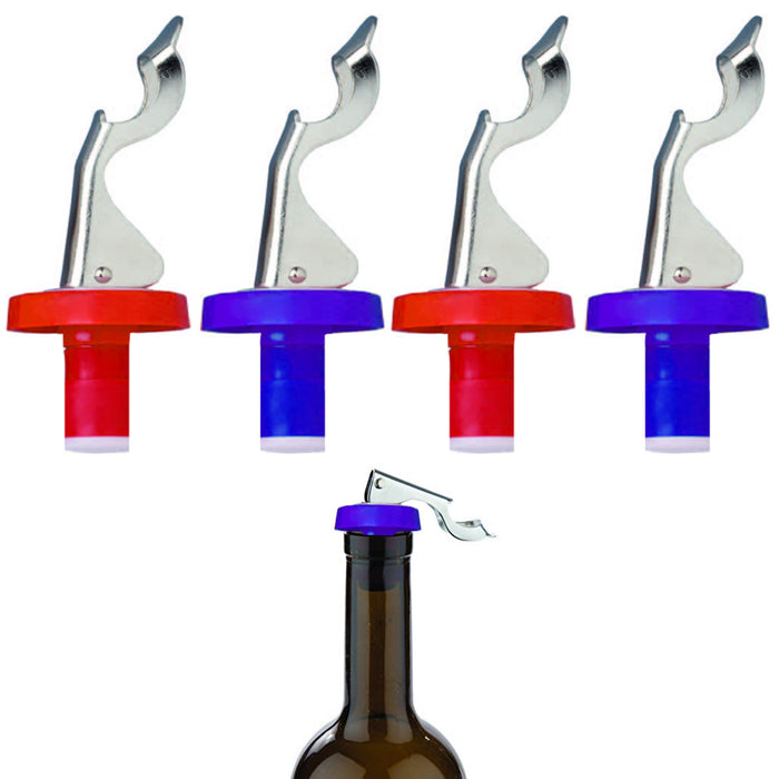 4 Pc Bottle Stoppers Wine Cork Fresh Saver Vacuum Sealer Preserver Airtight Set