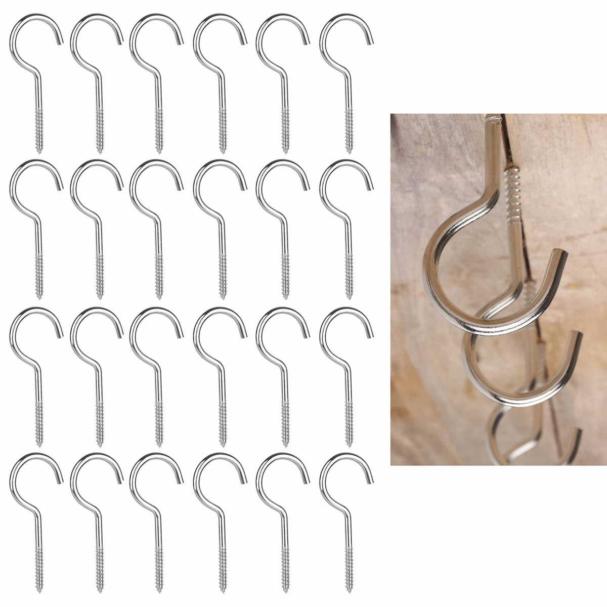 14 X Assorted Screw Eye Utility Hooks Steel Picture Wall Hanging Ceiling  3-2.5 
