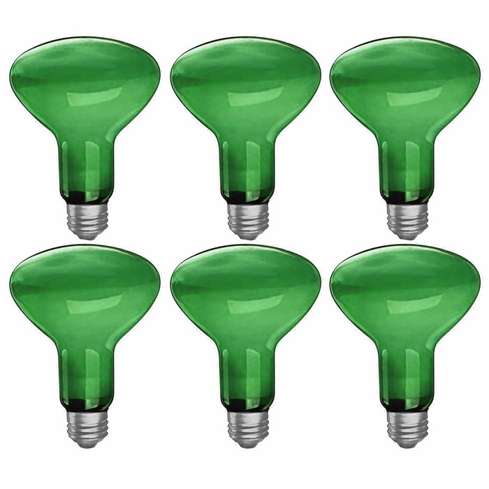 6 Pc Reflector Bulbs Frosted Green Flood Light Lighting 50w 120v R20 Medium Base
