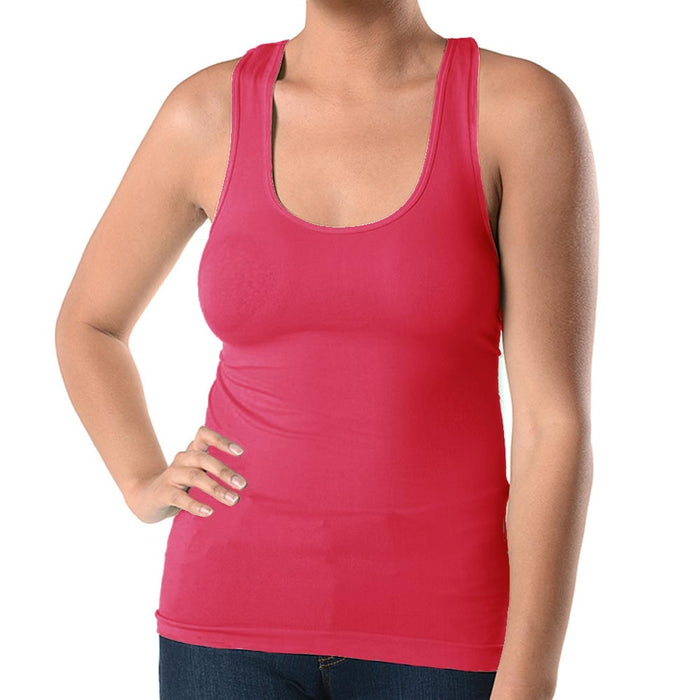 2 Pc Womens Plus Size Basic Cami Tank Top Racerback Stretch Long Shirt Grey Pink