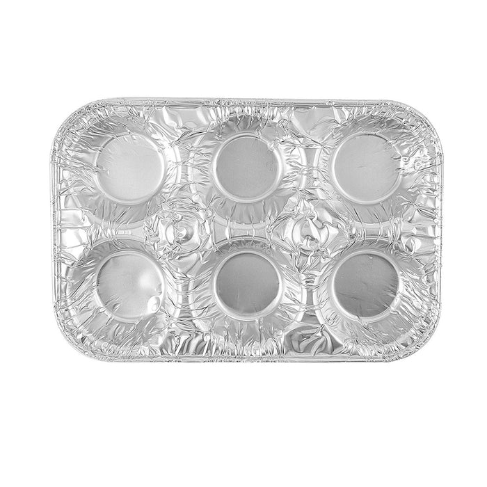 6-Cup Aluminum Foil Muffin Cupcake Pan 100/PK Disposable Containers Mold Pan