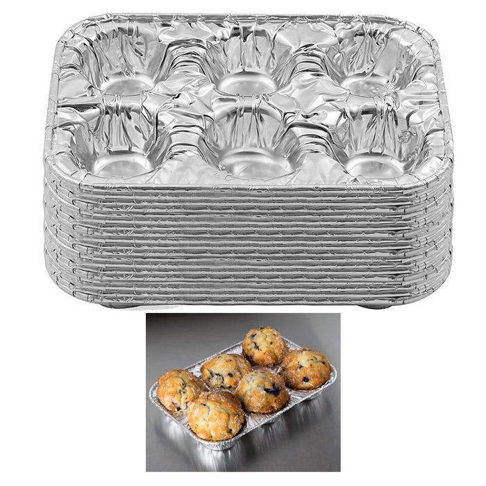 50 Pc Aluminum Foil Muffin Pan 6 Cavity Cake Mold Cupcake Disposable Container
