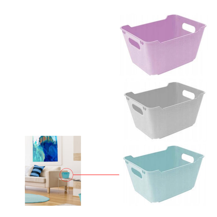 3 Home Decor Mini Storage Boxes Bins Stackable Tub Container Basket 7.5"L X 4"H