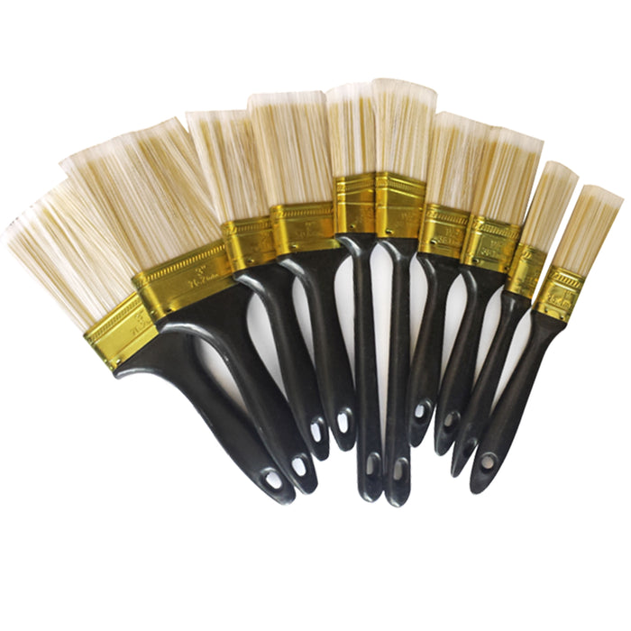 10 Pc Large Paint Brushes Assortment Long Handle Brush Bristle Interior Exterior