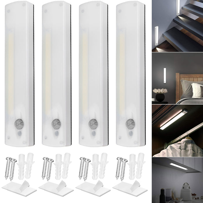 4 pc Wireless Motion Sensor Cabinet Closet Light Kitchen Counter LED Night Lamp