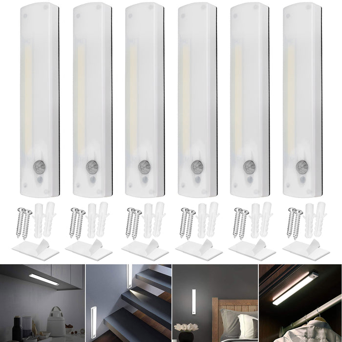 6 pc Wireless Motion Sensor Cabinet Closet Light Kitchen Counter LED Night Lamp