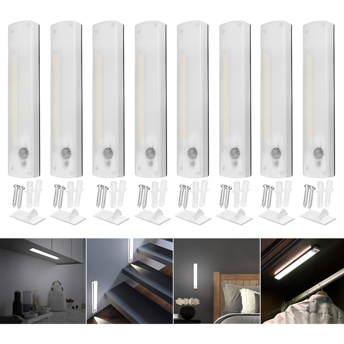 8 pc Wireless Motion Sensor Cabinet Closet Light Kitchen Counter LED Night Lamp