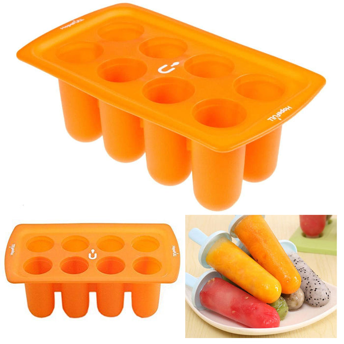 1 Pk Silicone Frozen Ice Cream Mold Juice 8 Popsicle Maker Cake Pop Round Mould