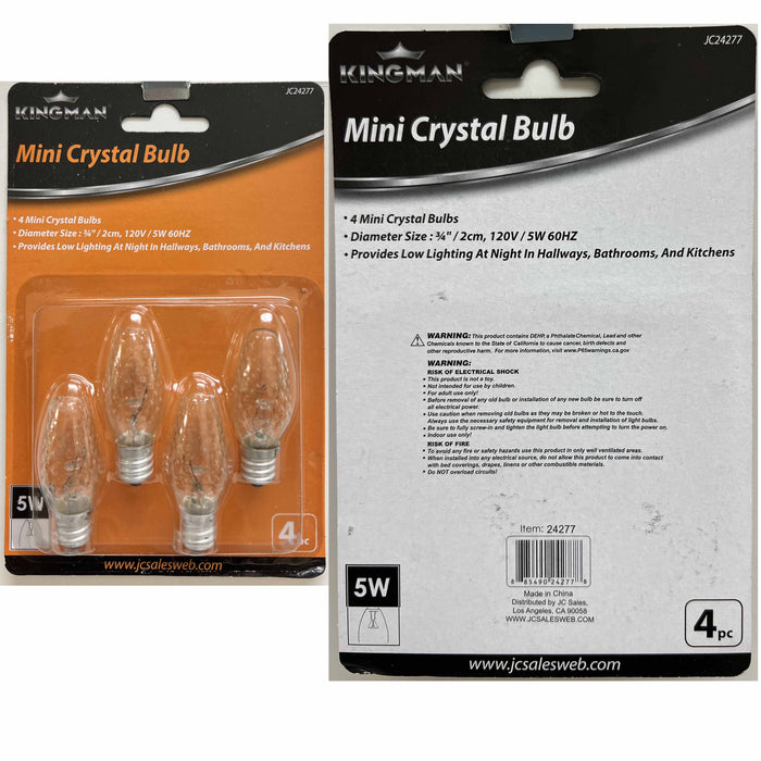 4 X Mini Crystal Faceted Night Light Bulbs 5 Watt Lighting 120V Lamp Replacement