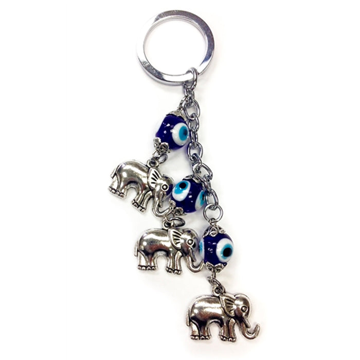 Lucky Evil Eye Elephant Keychain Blue Car Keys Blessing Protection Charm Wall