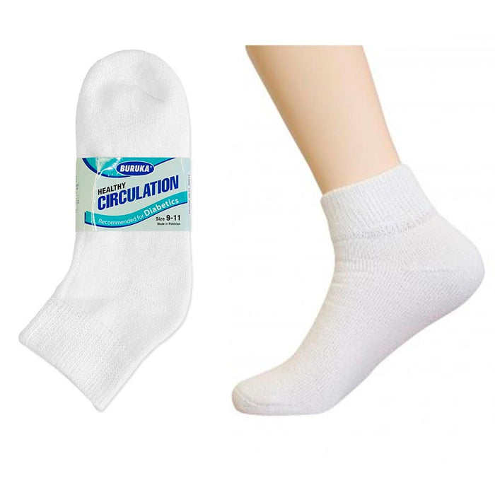 3 Pair Diabetic Ankle Circulatory Socks Health Support Mens Fit White Size 9-11