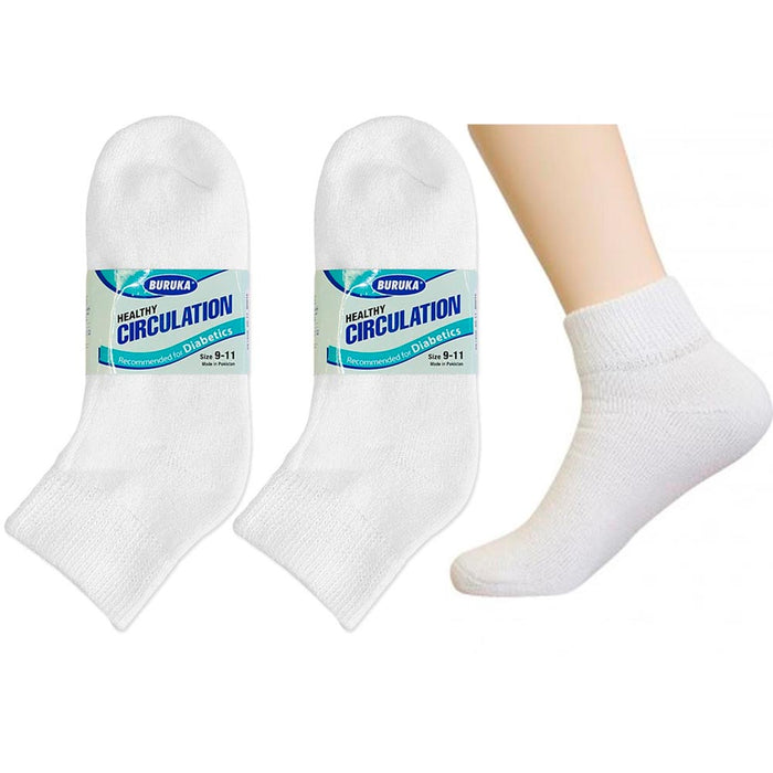 6 Pair Diabetic Ankle Circulatory Socks Health Support Mens Fit White Size 9-11