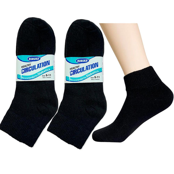 6 Pair Diabetic Ankle Circulatory Socks Health Support Mens Fit Black Size 9-11