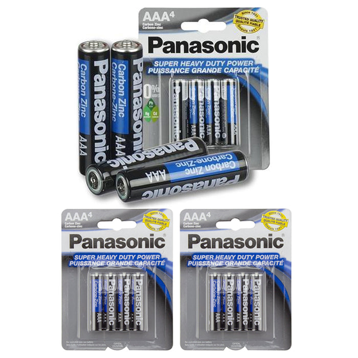 12 X Panasonic AAA Batteries Super Heavy Duty Carbon Zinc Battery 1.5V
