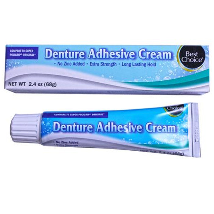 2 Pc Extra Strength Denture Adhesive Cream 2.4oz Gums Strong Hold Zinc Free Oral