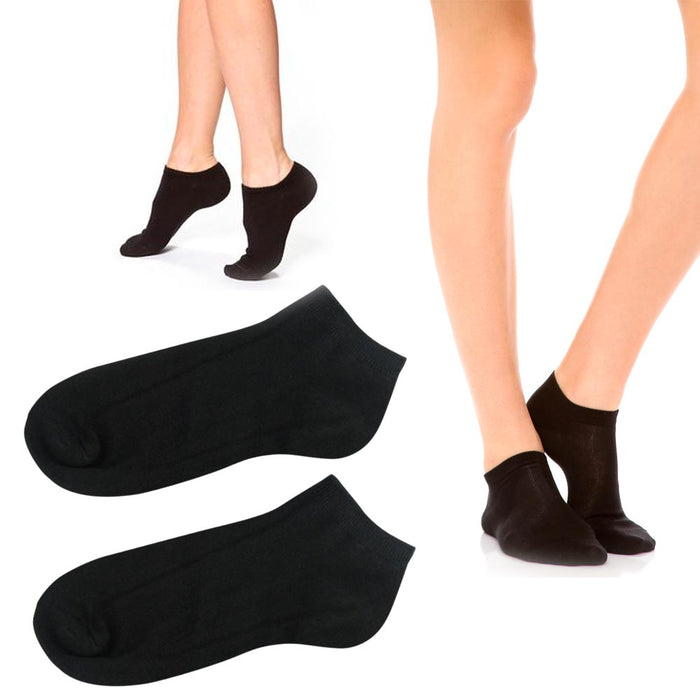 6 Pair Womens Ankle Socks Low Cut Fit Crew Size 9-11 Sports Black Footies