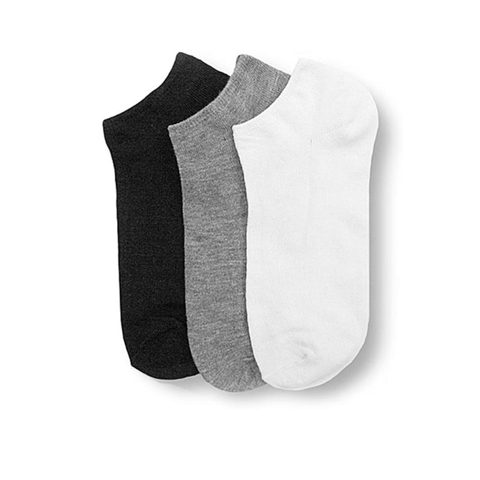 6 Pair Women Ankle Socks Low Cut  Fit Crew Size 9-11 Sport Black White Grey