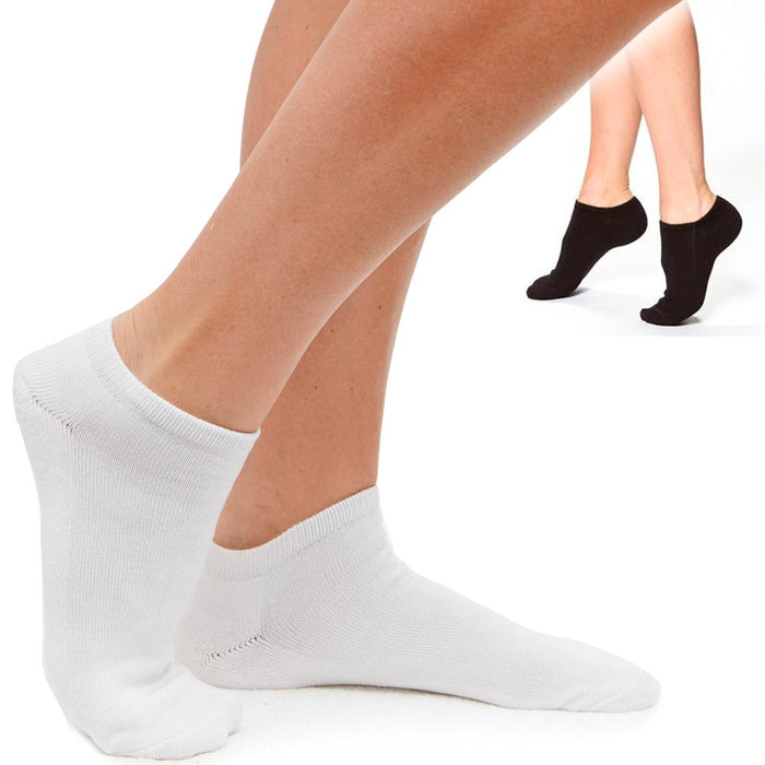 6 Pair Women Ankle Socks Low Cut  Fit Crew Size 9-11 Sport Black White Grey