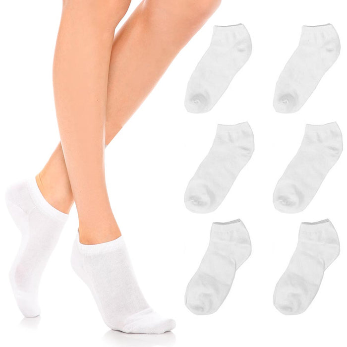 6 Pairs Womens Ankle Socks Low Cut Fit Crew Size 6-8 Sports White Footies
