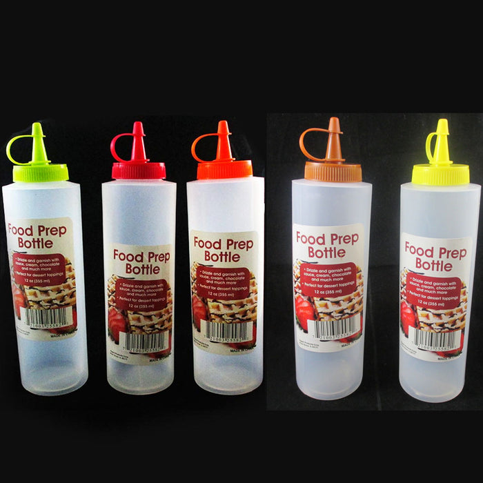 2 Pc Clear Plastic Bottle Squeeze Condiment Ketchup Mustard Oil Mayo Sauce 12oz