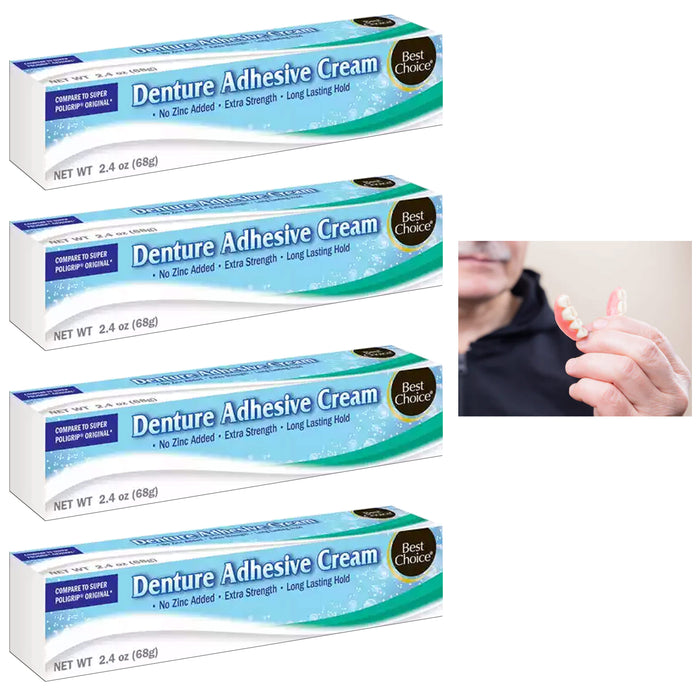 4 Complete Original Denture Adhesive Cream Control Extra Strong Hold Zinc Free