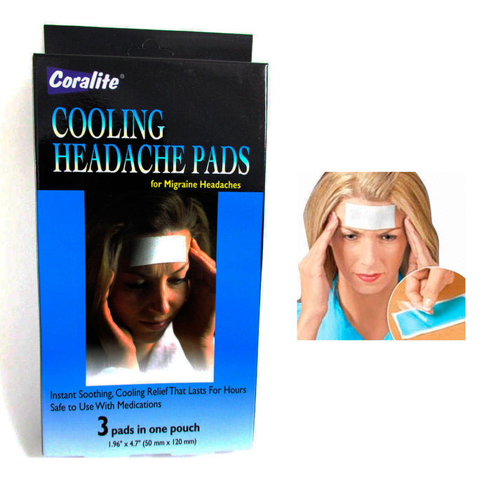 9 Pc Cooling Migraine Headache Pads Soothing Pain Relief Therapy Coralite New !