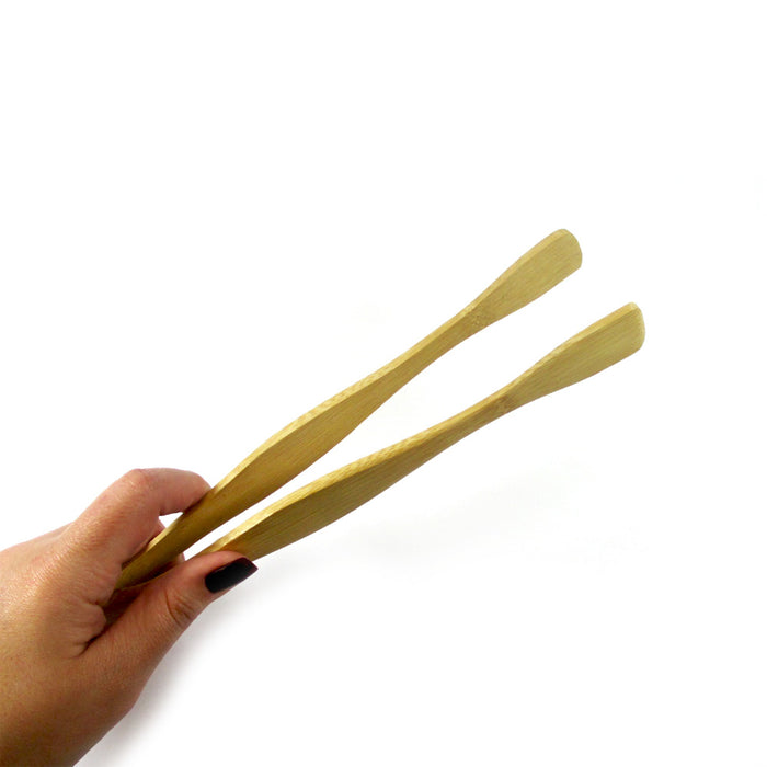 Natural Bamboo Toast Tongs Salad Bacon Bread Bagel Toaster Wood Cooking Serving