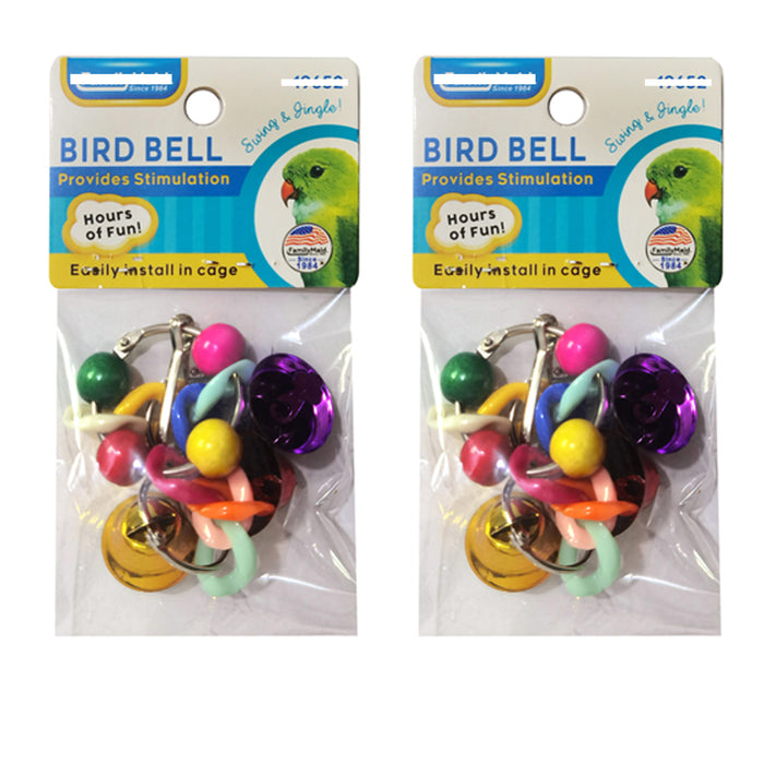 6 Pc Bird Bells Cage Accessories Hanging Swing Pet Parrot Chew Toys Colorful