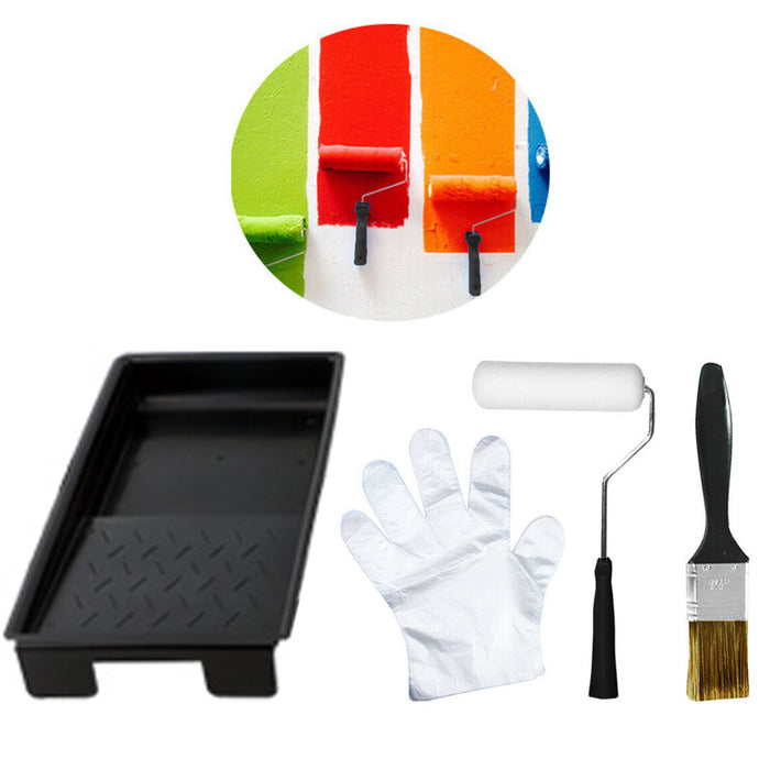 6 Pc Paint Tray Set Applicator Painting Home Wall Tools Roller Brush Painter Kit