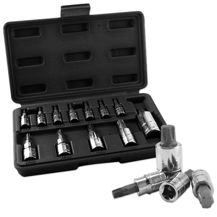 12 Pc 6 Point Star Lobe Torx Star Plus Bit Socket Set Tamper Proof Security Case