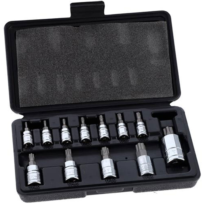 12 Pc 6 Point Star Lobe Torx Star Plus Bit Socket Set Tamper Proof Sec ...