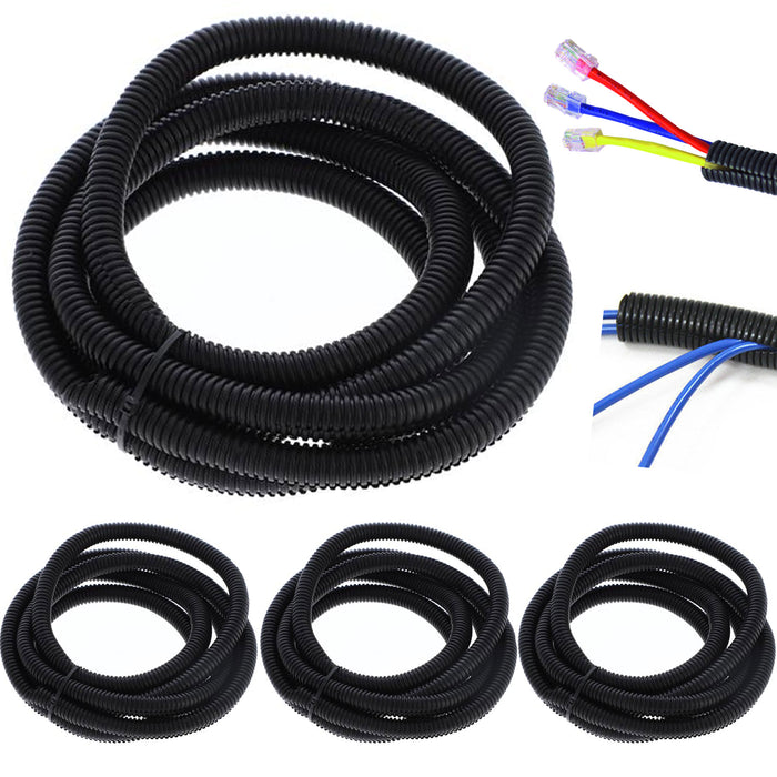 4 Pc Black Split Wire Loom Tubing Conduit Polyethylene Sleeve 12 Ft 3/8" Tube