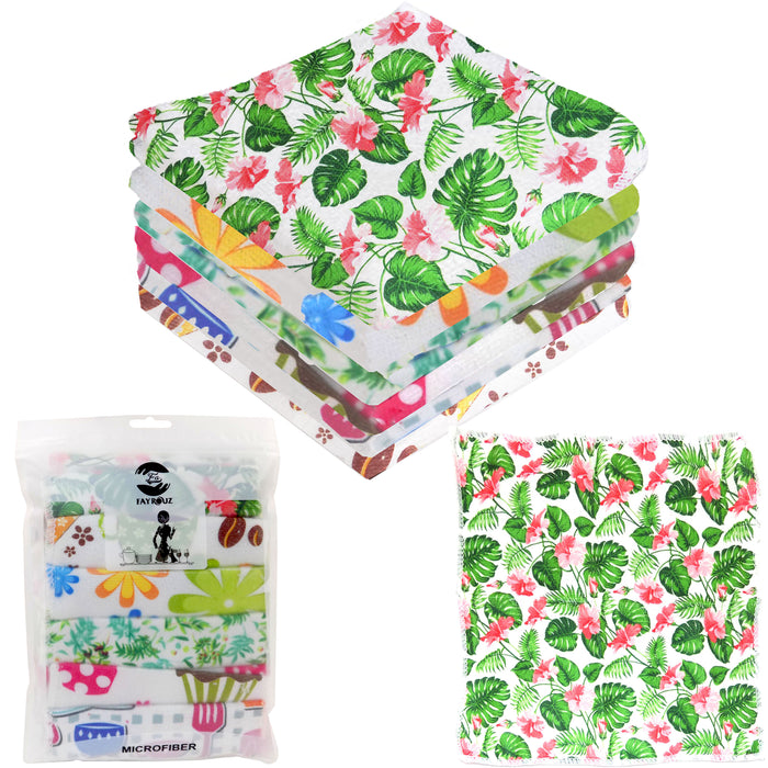 6 Pc Microfiber Wash Cloths Multi Purpose Cleaning Dish Rag Window Cleaner Towel
