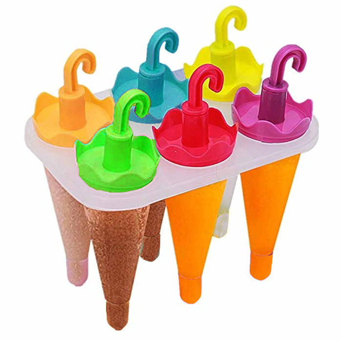 6 Pc Umbrella Ice Pop Maker Mold Popsicle DIY Icecream Freezer Treat Frozen Pops