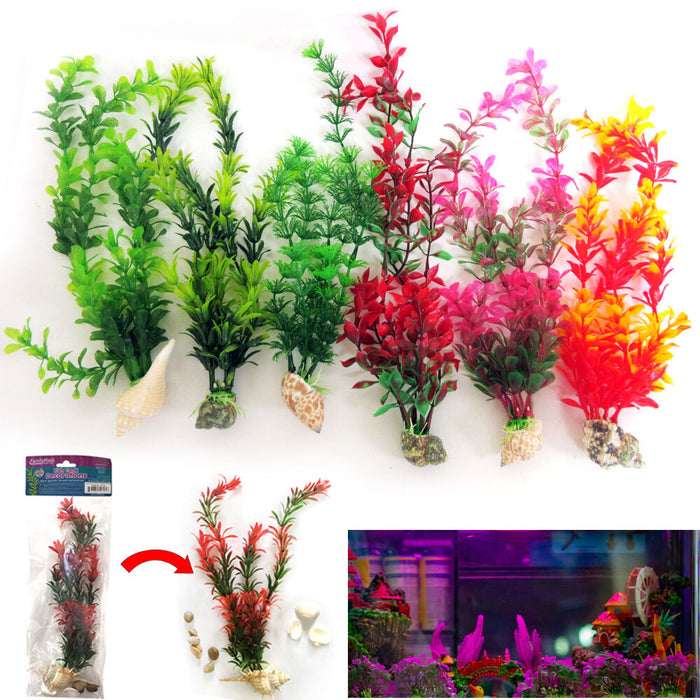 6 PC Aquarium Fish Tank Grass Decorations Artificial Landscape Plastic Plants