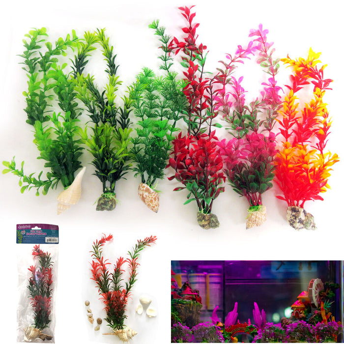 6 PC Aquarium Fish Tank Grass Decorations Artificial Landscape Plastic Plants