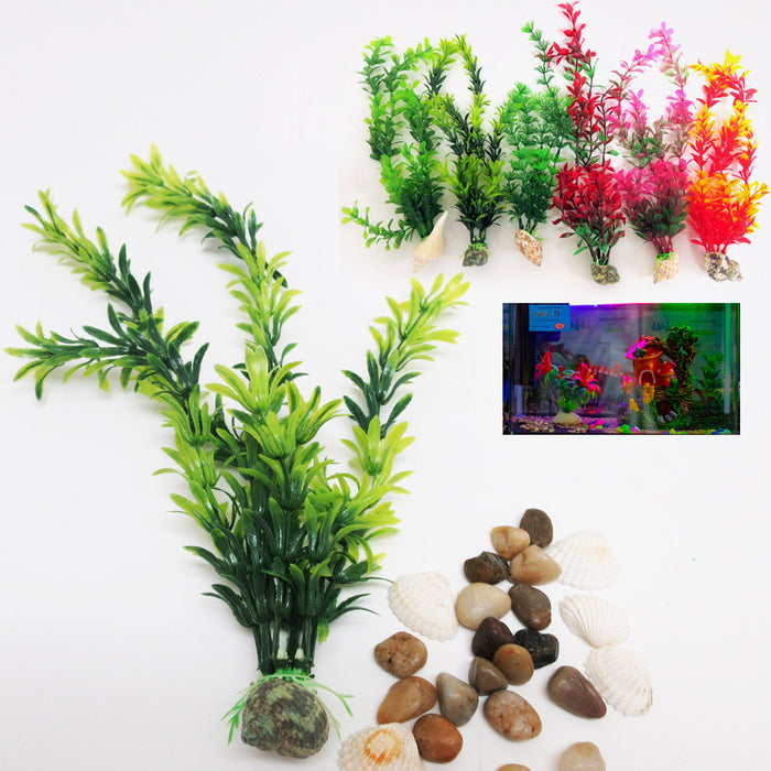 3 Pack Mixed Artificial Tank Grass Ornament Green Plant Aquarium Fish Decoration