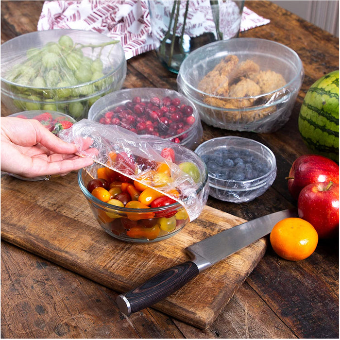 10 Pc Clear Elastic Wrap Bowl Covers Food Storage Caps Dish Plate Stretch Lid