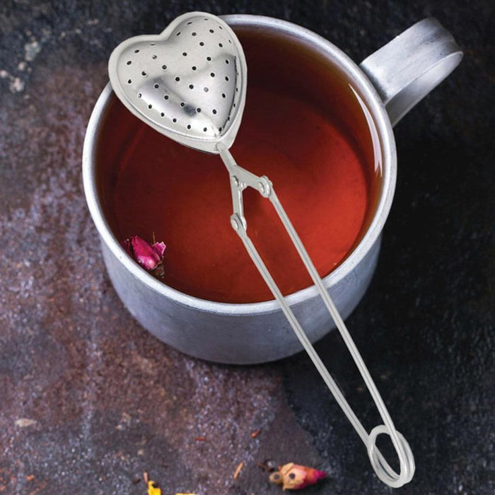 Heart Snap Tea Infuser Stainless Steel Loose Leaf Tea Mesh Filter Strainer Spoon