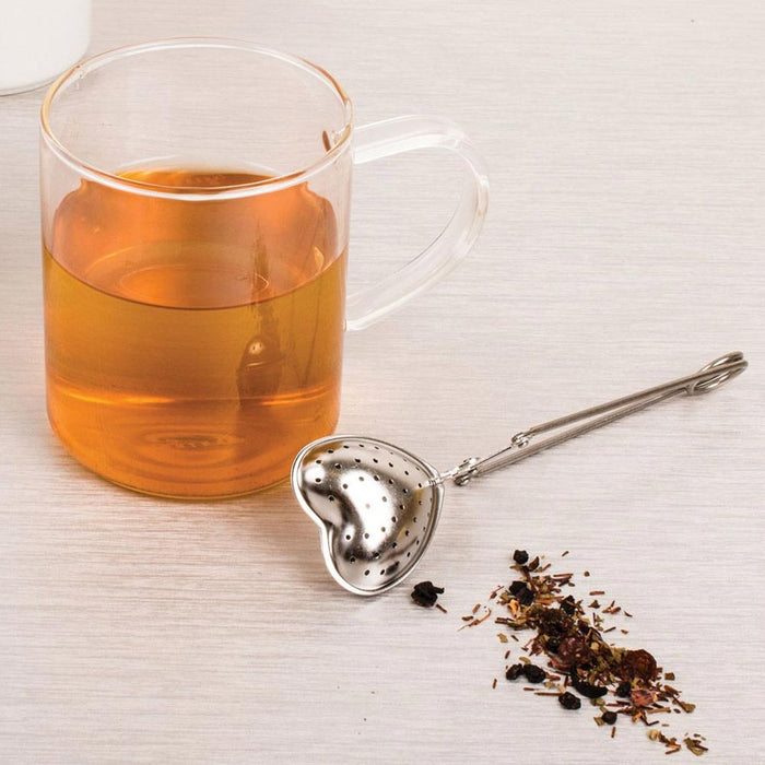 Heart Snap Tea Infuser Stainless Steel Loose Leaf Tea Mesh Filter Strainer Spoon
