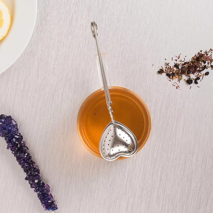 Heart Snap Tea Infuser Stainless Steel Loose Leaf Tea Mesh Filter Strainer Spoon