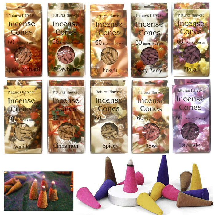 240 Pc Assorted Incense Cones Mixed Lot Variety Pack Fragrances Scents Burning