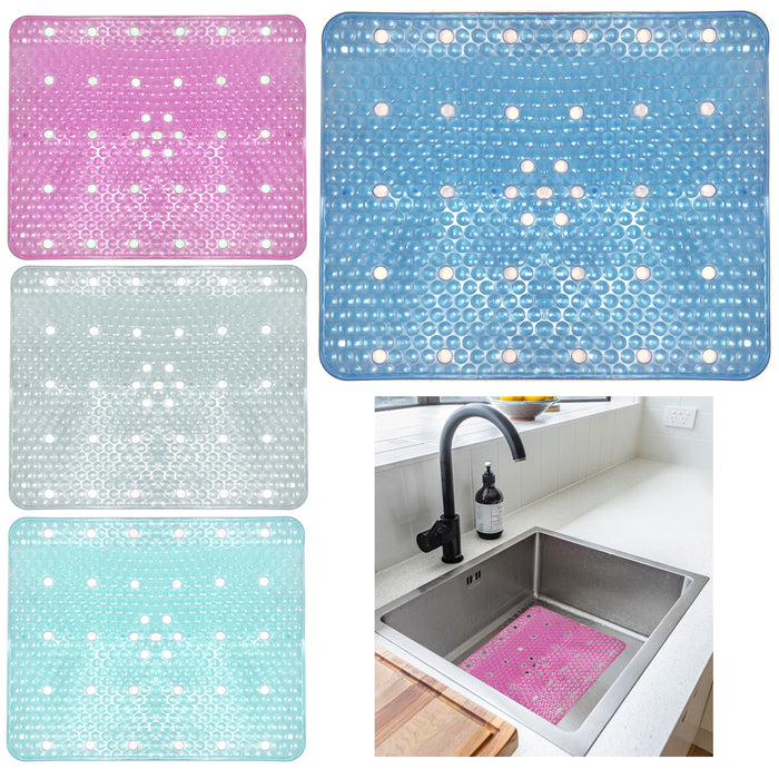 2 Pc Cushion Sink Mat Drain Protector Dishes Draining Non Slip Colors Kitchen
