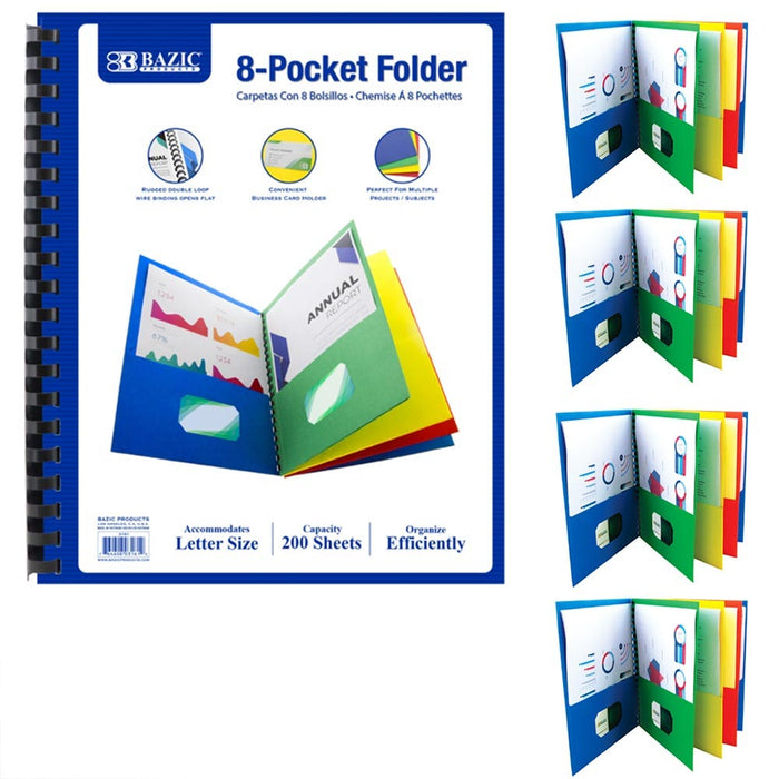 4X 8 Pocket Spiral Project Organizer Letter Document Folder Binder Folder Office
