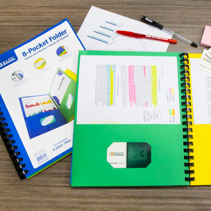 4X 8 Pocket Spiral Project Organizer Letter Document Folder Binder Folder Office