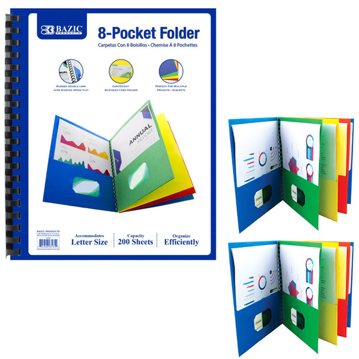 2 Pc 8 Pocket Folder File Organize Letter Size Document Binder Office School