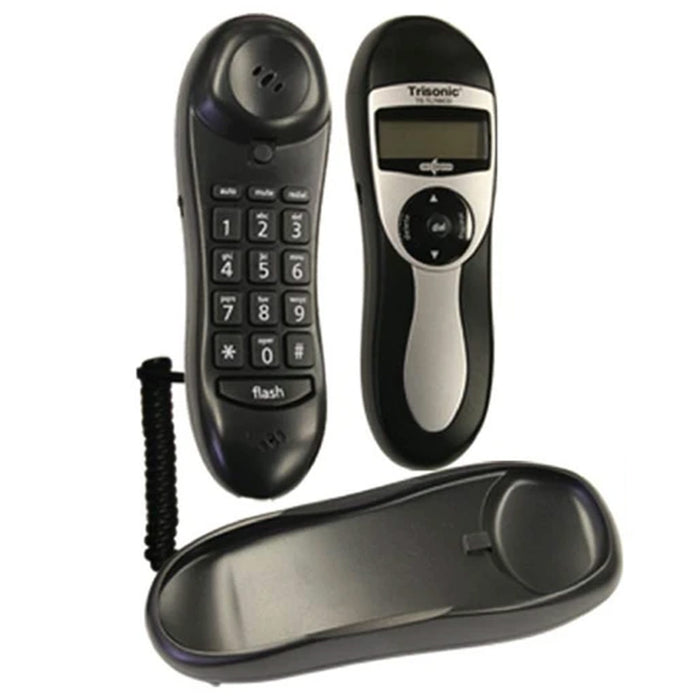 Corded Phone Slim Line Desk and Wall Mount Telephone Caller ID 90 Memory Black