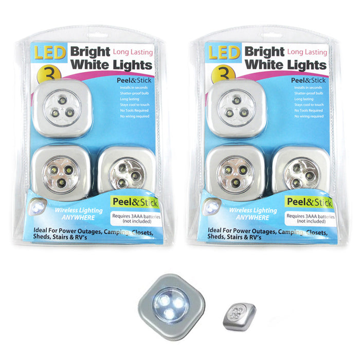 6 LED Touch Push On Off Lights Stick Long Lasting Bright White Camping Closets